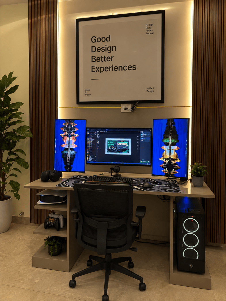 A design studio workspace at the end of the day